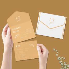 Amber Dawn Sunset Simple Modern Wedding All In One Einladung