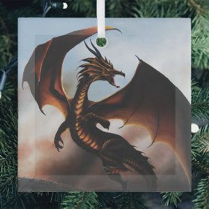 Amber Dragon Fantasy Ornament Aus Glas