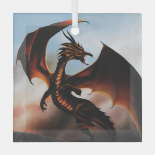 Amber Dragon Fantasy Ornament Aus Glas