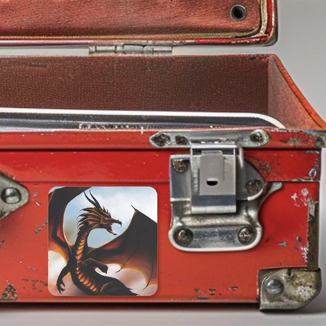 Amber Dragon Fantasy Quadratischer Aufkleber (Von Creator hochgeladen)