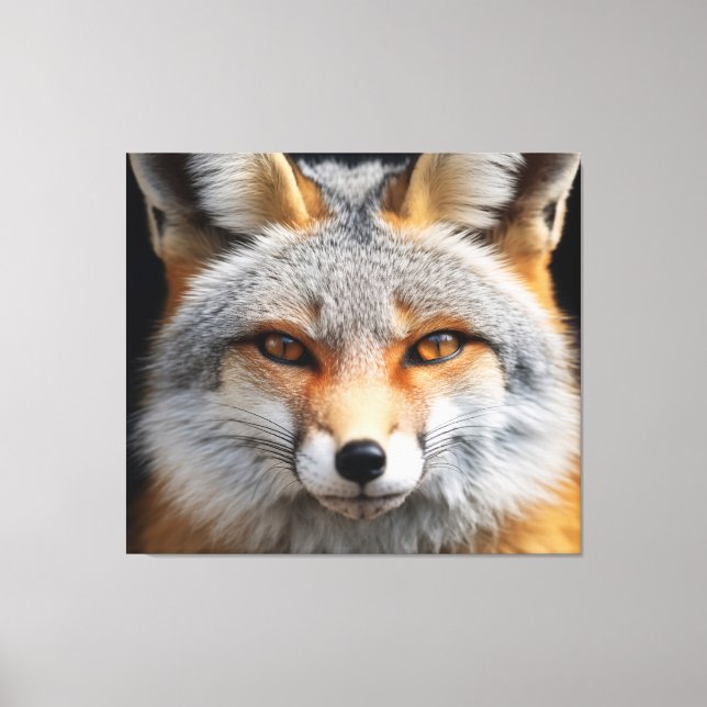 Amber Eyes Fox Art - Fotorealismus Digitale Malere Leinwanddruck (Vorderseite)