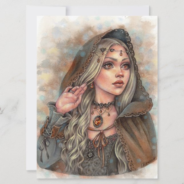 Amber Fantasy Fee Verzauberung Kunst-Karte (Vorderseite)