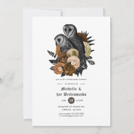 Amber Floral Owls Gothic Bridesmaids Luncheon Einladung