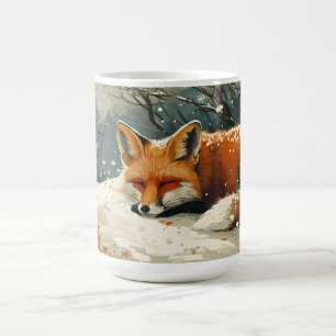 Amber Fox Asleep im Schnee Kaffeetasse