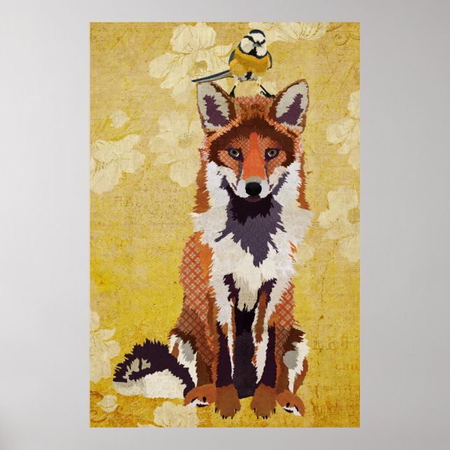 Amber Fox & Little Bird Art Poster (Vorne)