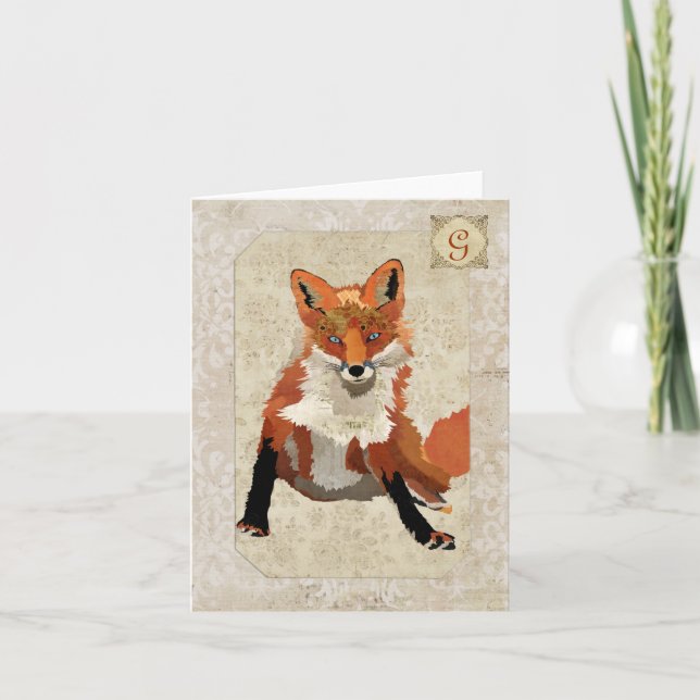 Amber Fox Monogramm-Notecard (Vorderseite)