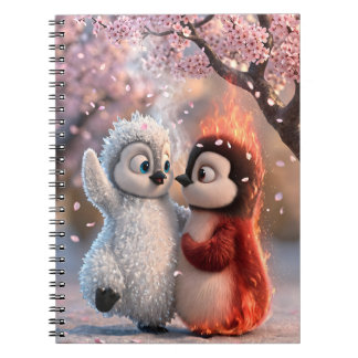 Amber & Frosty Cherry Blossom Penguin Notebook Notizblock