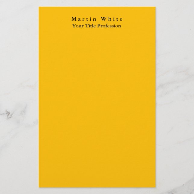 Amber gelb Schlicht Elegante Beruflich Moderne Briefpapier (Vorderseite)