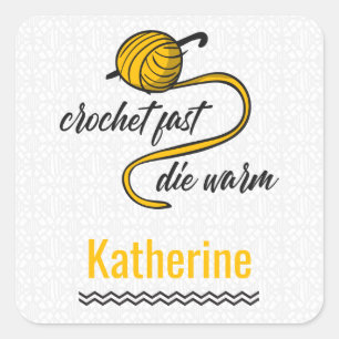 Amber gelbe Crochet schnell, Die warm Quadratischer Aufkleber