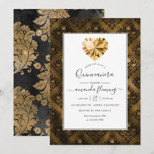Amber Gemstone Quinceañera Einladung