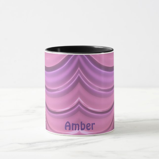 AMBER ~ GLOSSY 3D Zany Pink Mauve Fraktal ~ Tasse (Zentrum)