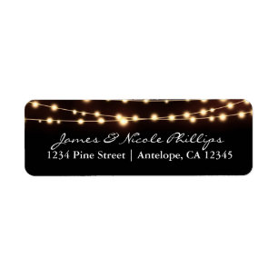 Amber Glow String Lights Elegante Adressetiketten