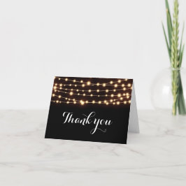 Amber Glow String Lights Elegante Wedding Fold Car Dankeskarte