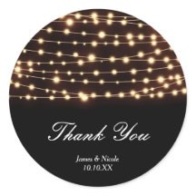 Amber Glow String Lights Rustic Wedding Sticker