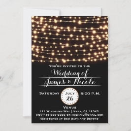 Amber Glow String Lights Rustikale Hochzeitseinlad Einladung