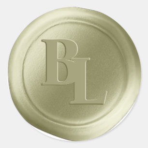 Amber Gold Double Monogram Imitate Wachs Siegel St Runder Aufkleber