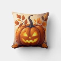 Amber Gourd Glow | Elegantes Herbstwirbelkissen