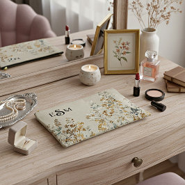 Amber meadow floral monogram zubehörtasche