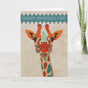 Amber Peeking Giraffe Carte de fête des mères II