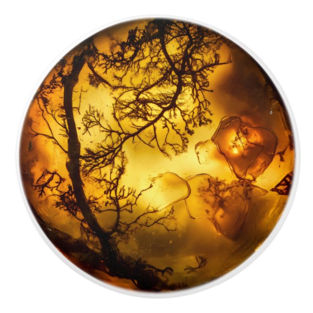 Amber-Pflanze-Muster Keramikknauf (Vorderseite)