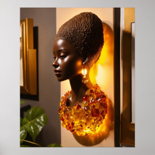 Amber Resin Sculpture - Elegante Wand an Wand Poster