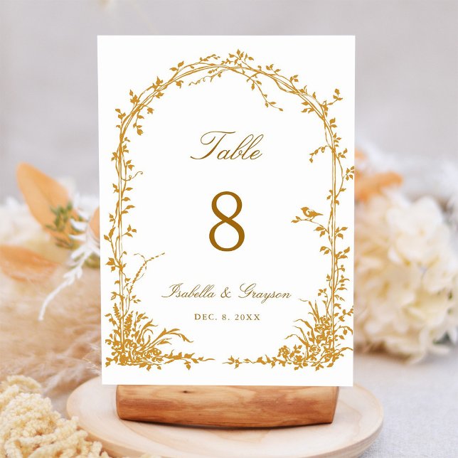 Amber Romantic Botanical Arch Garden Wedding Tischnummer (Von Creator hochgeladen)