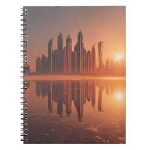 Amber Sunrise Futuristic Skyline Notebook Notizblock