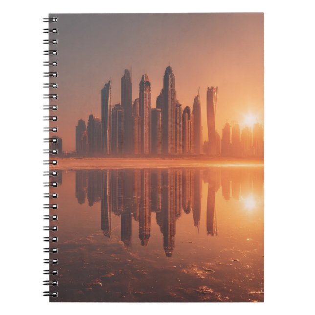 Amber Sunrise Futuristic Skyline Notebook Notizblock (Vorderseite)