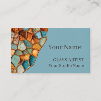 Amber Turquoise Stained Glass Business Card Visitenkarte