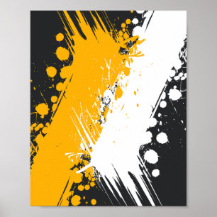 Amber und weiß Abstrakte Lackierung Poster