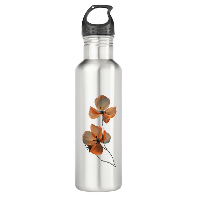 Amber Whisper Petals in the Dark Quiet Bloom Ember Edelstahlflasche (Vorderseite)