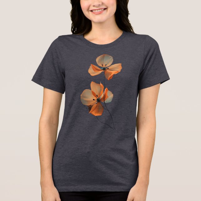 Amber Whisper Petals in the Dark Quiet Bloom Ember Tri-Blend Shirt (Vorderseite)