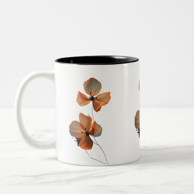 Amber Whisper Petals in the Dark Quiet Bloom Ember Zweifarbige Tasse (Links)