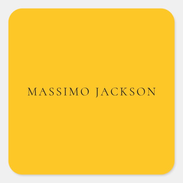 Amber Yellow Minimalist Plain Modern Aesthetic Quadratischer Aufkleber (Vorderseite)