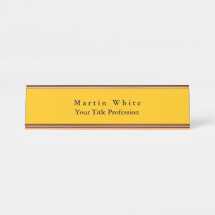 Amber Yellow Rose Gold Schlicht Elegant Beruflich Schreibtischnamensplakette