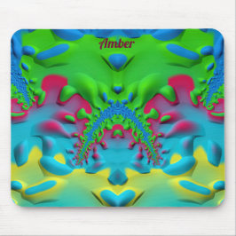 AMBER ~ Zany Hot Pink Yellow Green and Blue Mouse Mousepad