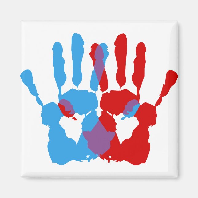 Ambidextrie Hand Symbol Print Color Paint Pattern. Magnet (Vorne)