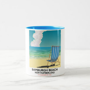 Amble Links Beach Northumberland Reiseplakat Zweifarbige Tasse