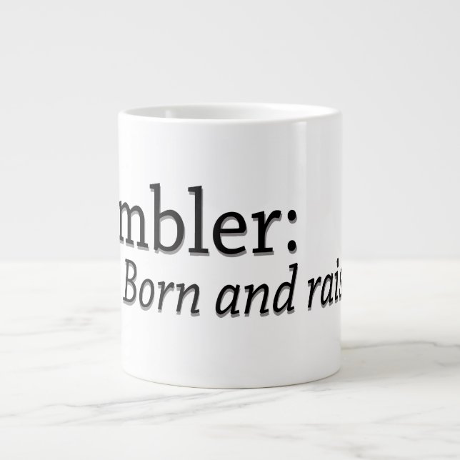 Ambler Geboren und erhöht Jumbo-Tasse (Vorderseite)