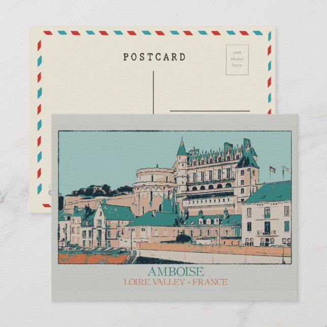 Amboise chateau in Loire, Frankreich Postkarte (Vorne/Hinten)