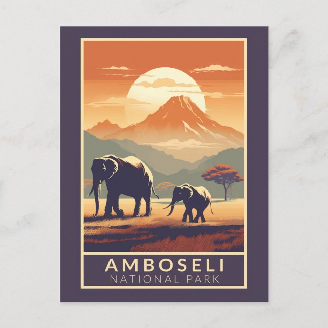Amboseli Nationalpark Kenia Reisen Vintag Postkarte (Vorderseite)
