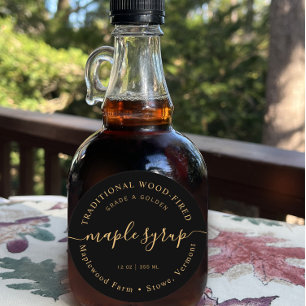 Ambre moderne sur Étiquette de sirop d'érable noir