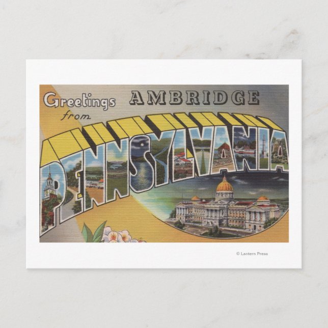 Ambridge, Pennsylvania - Große Buchstabenszenen Postkarte (Vorderseite)