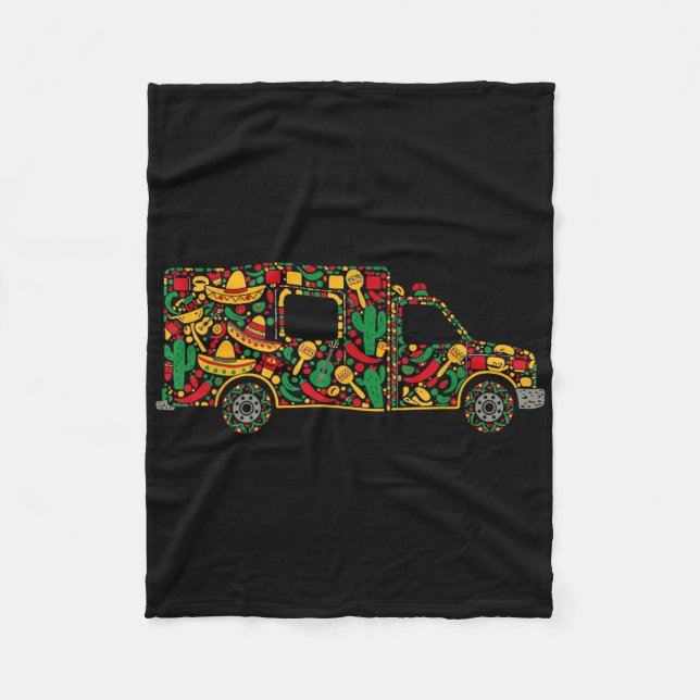 Ambulance Mexicanisches Sombrero Maracas Guitar Ci Fleecedecke (Vorderseite)