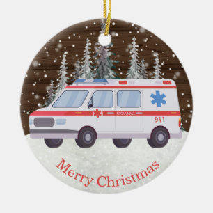 Ambulance Parmedic EMT Ornement en céramique de No