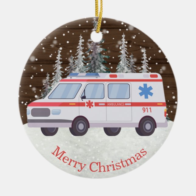 Ambulance Parmedic EMT Ornement en céramique de No (Devant)