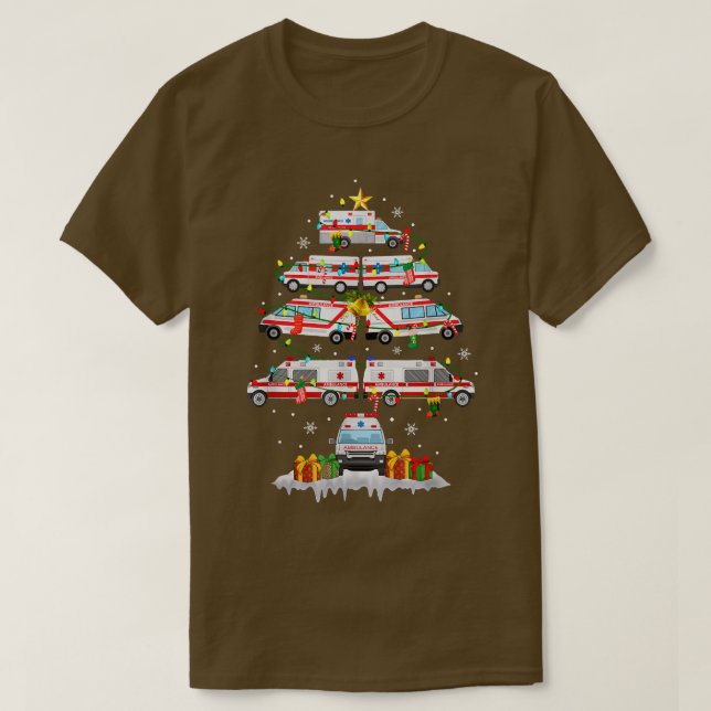 Ambulance Weihnachtsbaum AMR. Funny EMS EMT Parame T-Shirt (Design vorne)