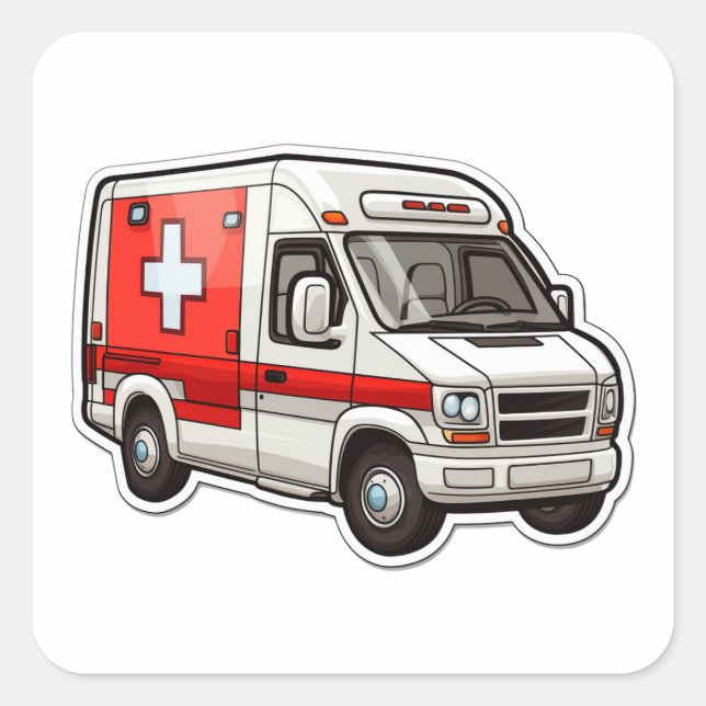 Ambulanzaufkleber - Geschenk für EMT und Sanitäter Quadratischer Aufkleber (Vorderseite)