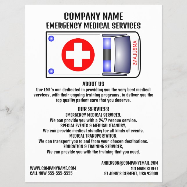 Ambulanzdesign, EMT, paramedic Flyer (Vorne)