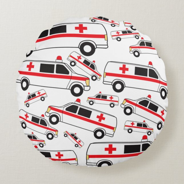 Ambulanzmuster Rundes Kissen (Vorderseite)